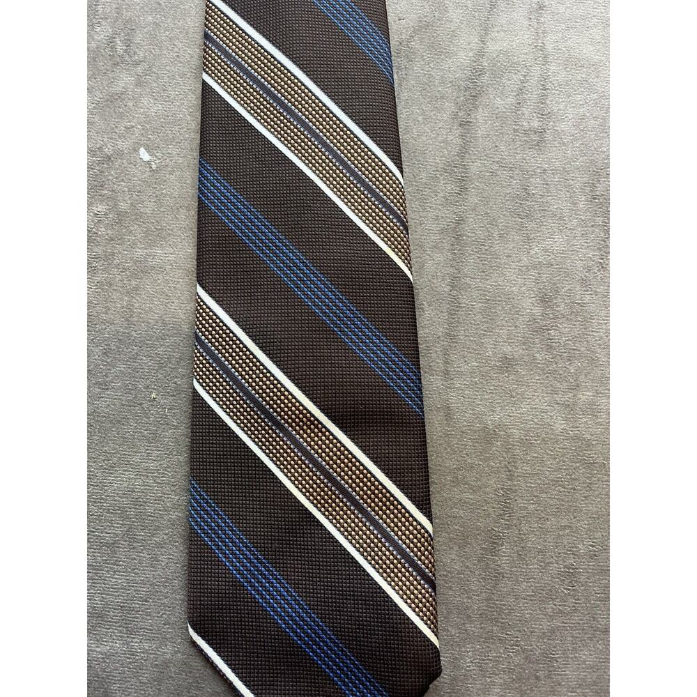 Vintage Andhurst Brown Blue Striped Men’s Dacron Polyester Neck Tie 70's - Picture 4 of 6